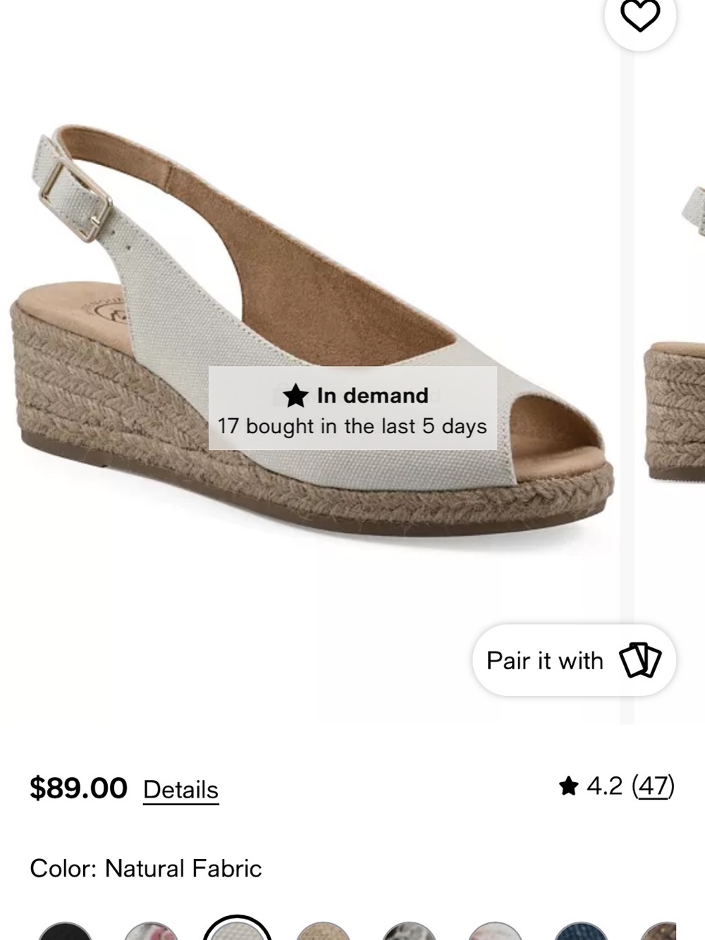 White Mountain White Slingback Espadrille Wedge